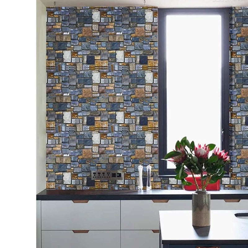 Yancorp 18"x120" Brick Contact Paper Peel and Stick Wallpaper Self-Adhesive Stone Contact Paper Fireplace Kitchen Backsplash Covers - Image 2